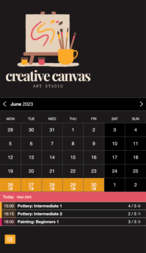 Example of a SuperSaaS schedule on a mobile device for art classes