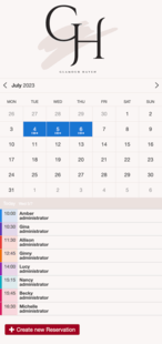 Example of a SuperSaaS schedule on a mobile device for mobile hairdressers
