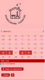 Example of a SuperSaaS schedule on a mobile device for household & cleaning services