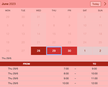 Example of a SuperSaaS widget-type schedule on a tablet device for household & cleaning services