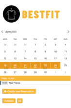 Example of a SuperSaaS schedule on a mobile device for fitting services