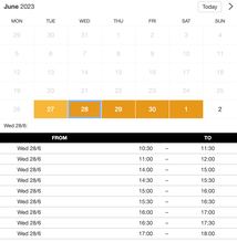 Example of a SuperSaaS widget-type schedule on a tablet device for fitting services