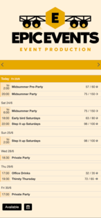 Example of a SuperSaaS schedule on a mobile device for events and seminars