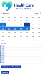 Example of a SuperSaaS schedule on a mobile device for medical services