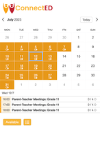 Example of a SuperSaaS schedule on a mobile device for parent-teacher meetings