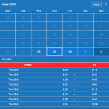 Example of a SuperSaaS widget-type schedule on a tablet device for maintenance & repair services