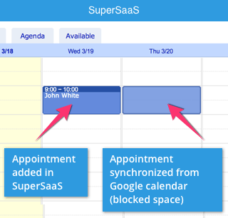 Let your SuperSaaS availability depend on a Google Calendar