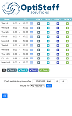 Example of a SuperSaaS schedule on a mobile device for workforce planning