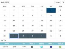 Example of a SuperSaaS widget-type schedule on a tablet device for workforce planning